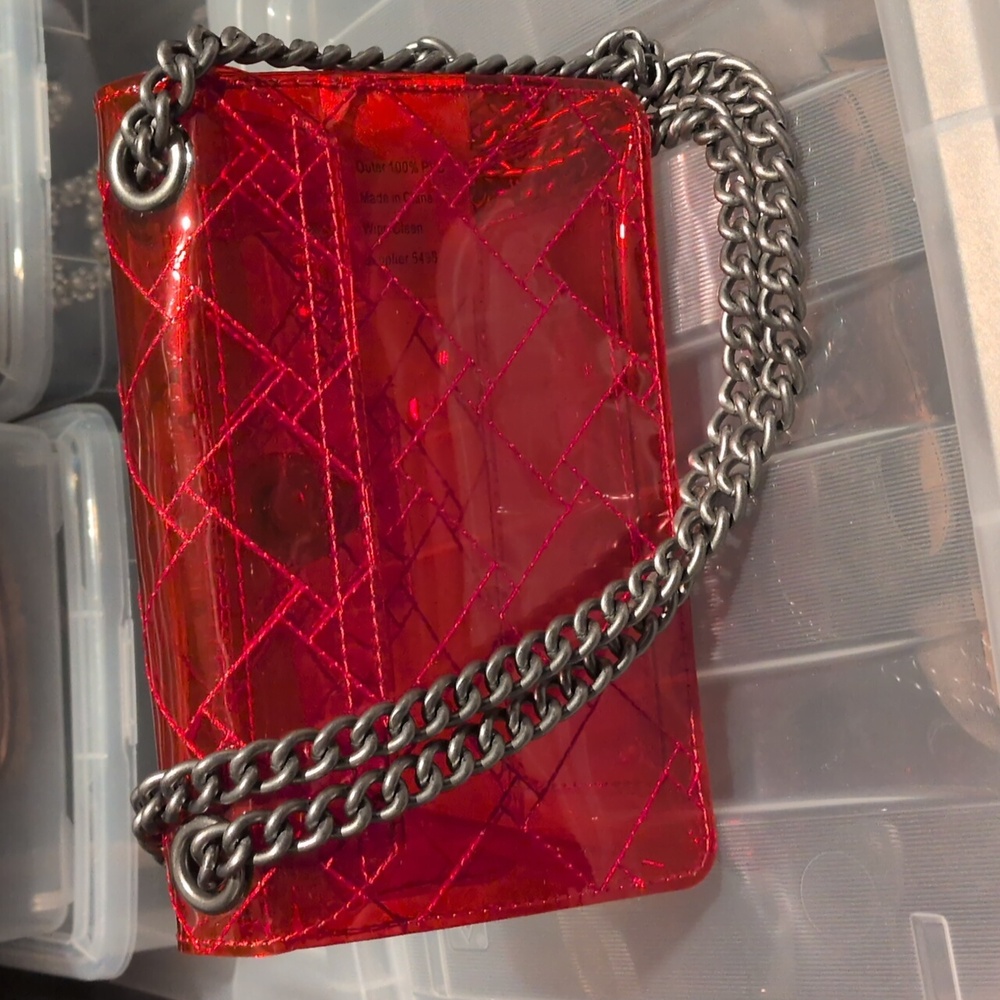 Kurt Geiger Mini Transparent Kensington Red Bag - Picture 3 of 3